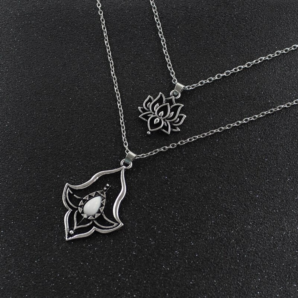 Vintage 3 in 1 Lotus Flower Pendant Necklace - Picture 6 of 16